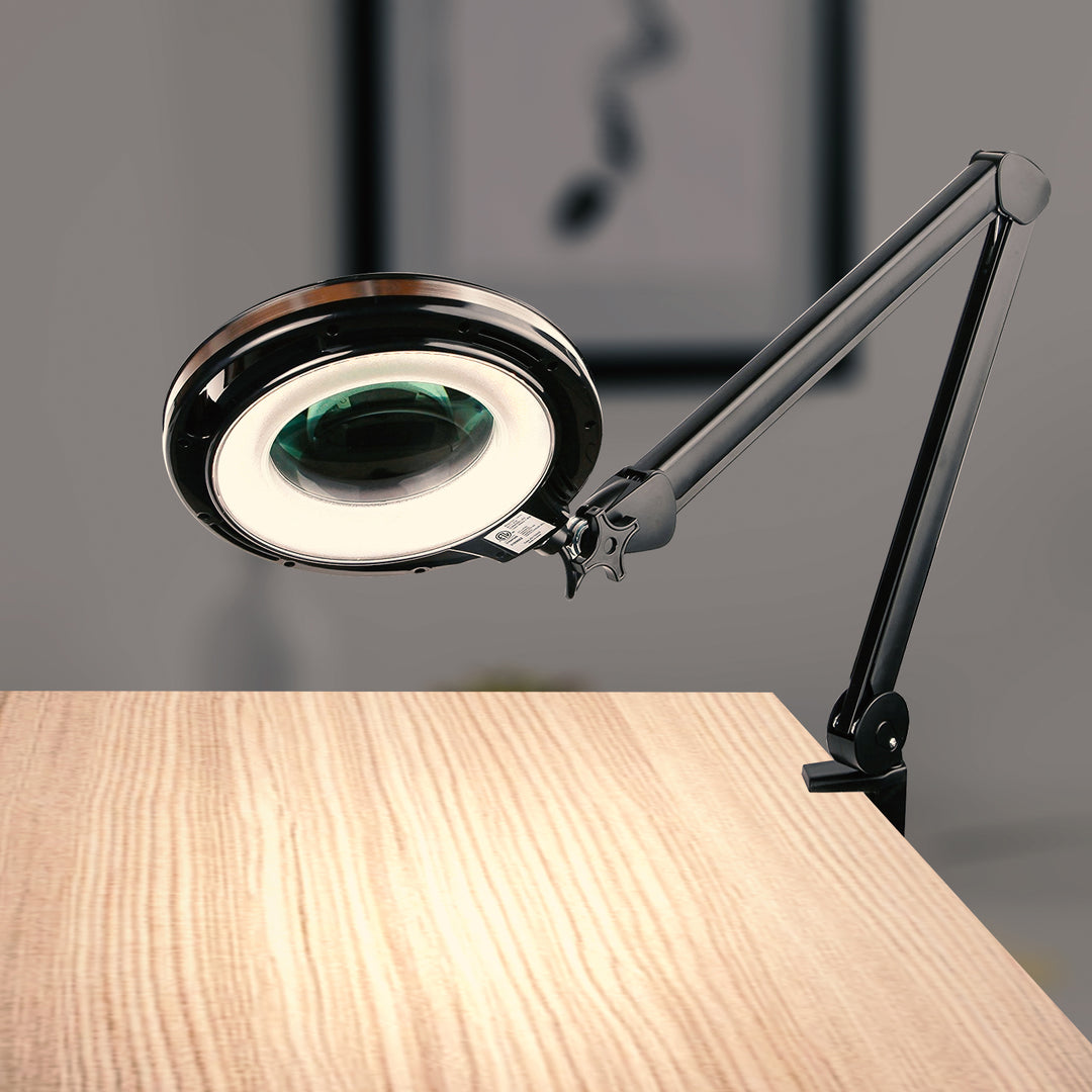 Brightech Pro LED Adjustable Clamp Dimmable Magnifier Desk Lamp Black (Open Box)