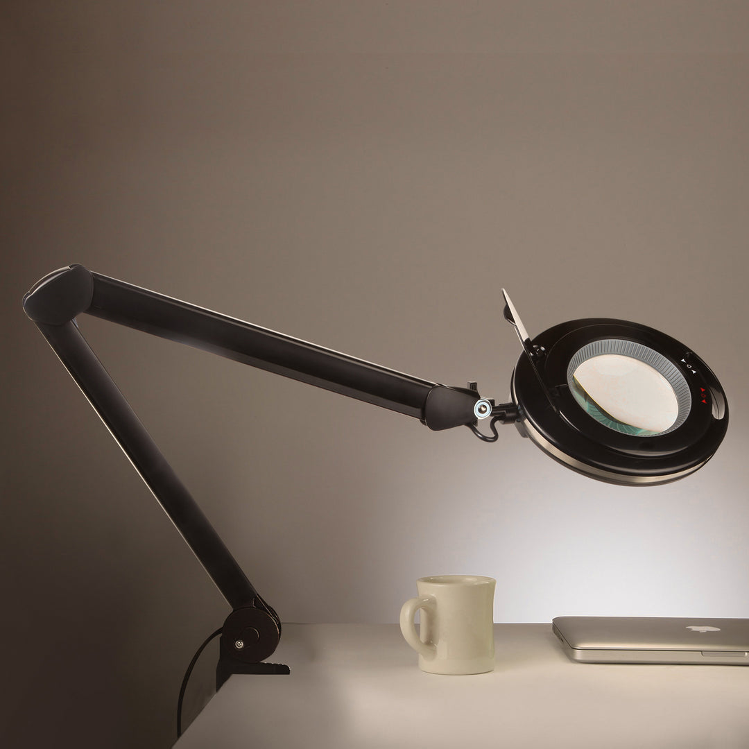 Brightech Pro LED Adjustable Clamp Dimmable Magnifier Desk Lamp Black (Open Box)