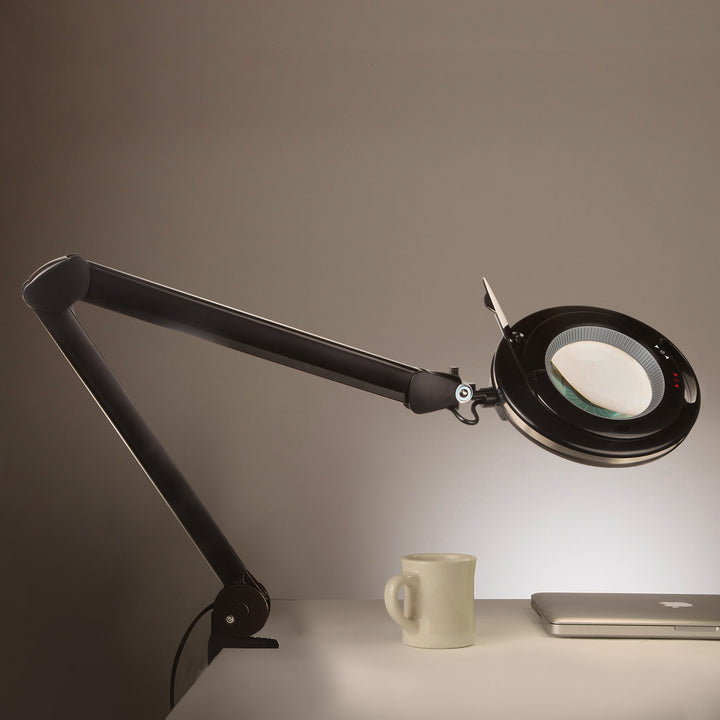 Brightech Pro LED Adjustable Clamp Dimmable Magnifier Desk Lamp Black (Open Box)