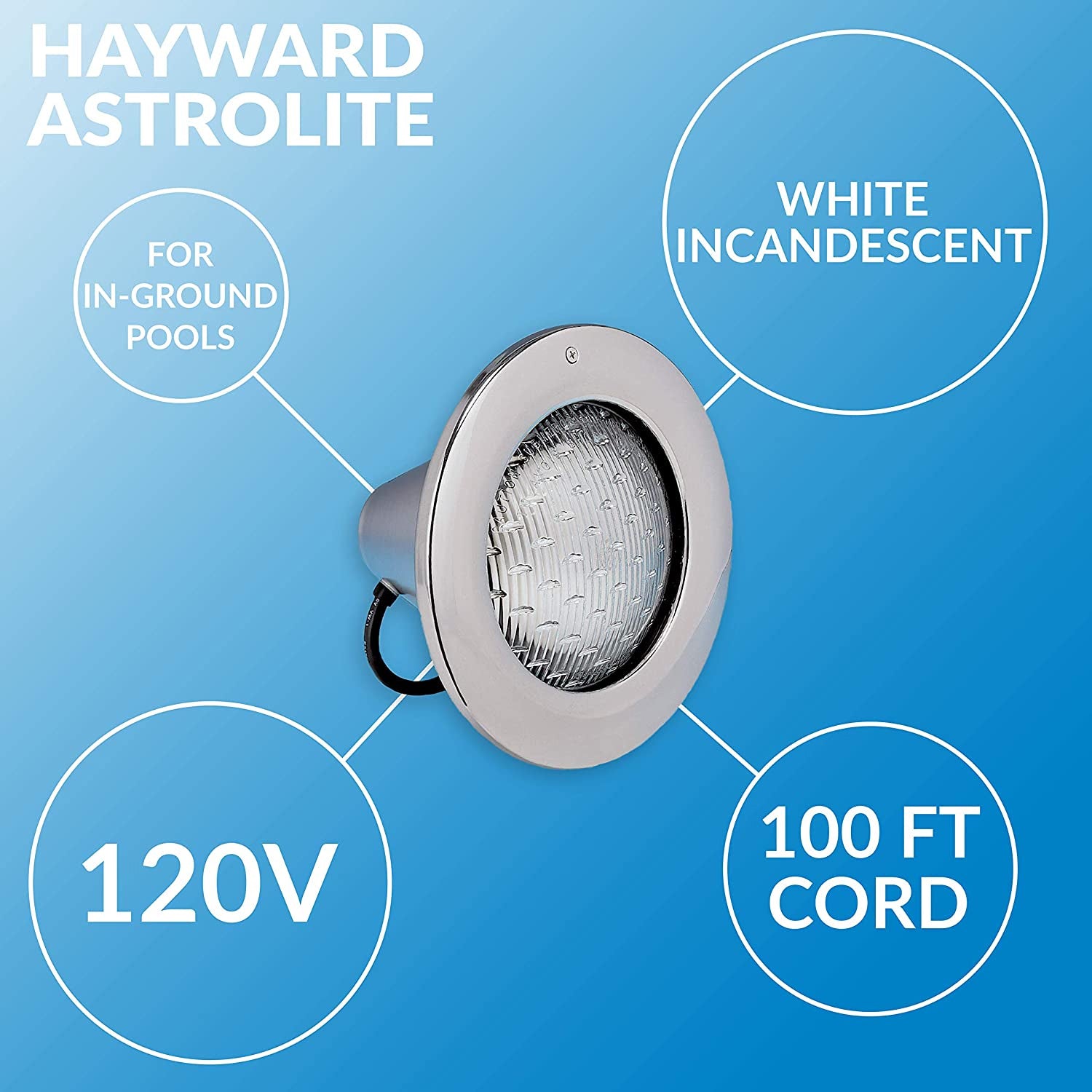 Hayward AstroLite 120 Volt Pool White Light, Stainless Steel Rim (For Parts)