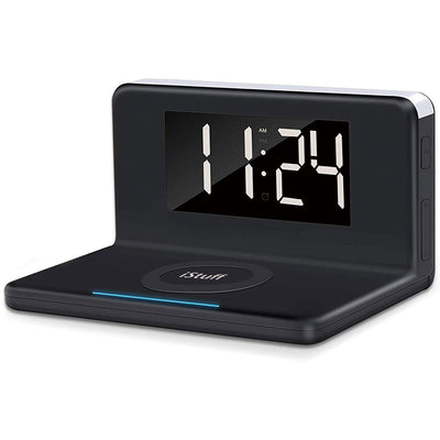 Nippon WAC-5251BLK iStuff 3 in 1 Illuminated Wireless Charge Alarm Clock, Black