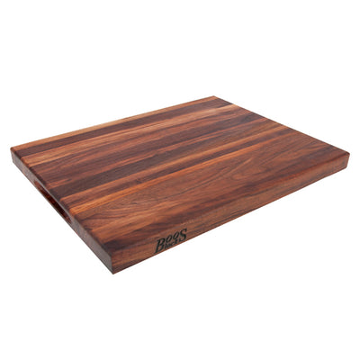 John Boos Walnut Wood Edge Grain Reversible Cutting Board & Block Natural Cream