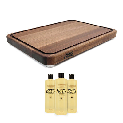 John Boos Tenmoku 20 x 15" Cutting Board with Steel Feet and Maintenance Oil Set