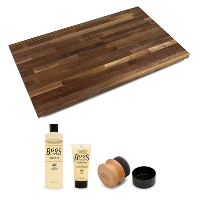 John Boos Walnut Wood 18 x 25 Inches Cutting Board with 3 Piece Maintenance Set - VMInnovations