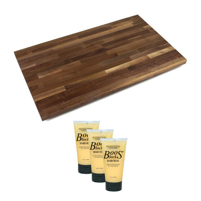 John Boos 60 x 30 inch Walnut Wood Countertop Cutting Board & Moisture Cream Set