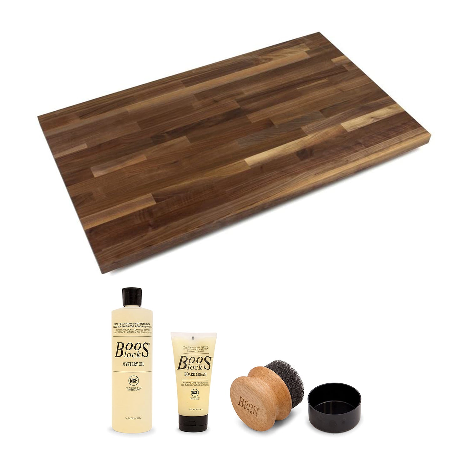 John Boos 60 x 30 inch Walnut Wood Countertop Cutting Board & Maintance Set - VMInnovations