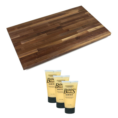 John Boos Blended Walnut Wood 60 x 38" Cutting Board and Moisture Cream Set