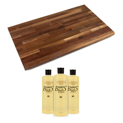 John Boos Walnut Wood 60 x 38" Cutting Block with 3 Piece Maintenance Oil Set - VMInnovations
