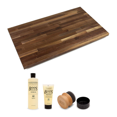 John Boos Walnut Wood 60 x 38 Inches Cutting Board with 3 Piece Maintenance Set - VMInnovations