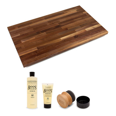 John Boos Walnut Wood 72 x 42 Inches Cutting Board with 3 Piece Maintenance Set - VMInnovations