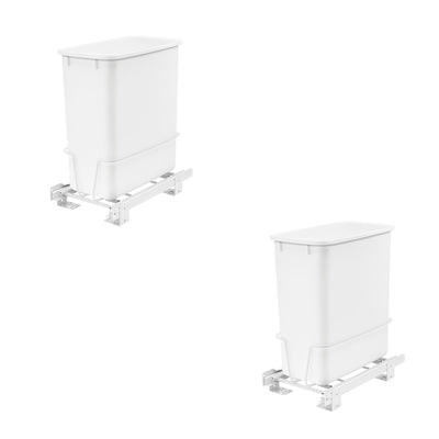 Rev-A-Shelf RV-814PB 20 Quart Pull-Out Waste Container Trash Can, White (2 Pack)