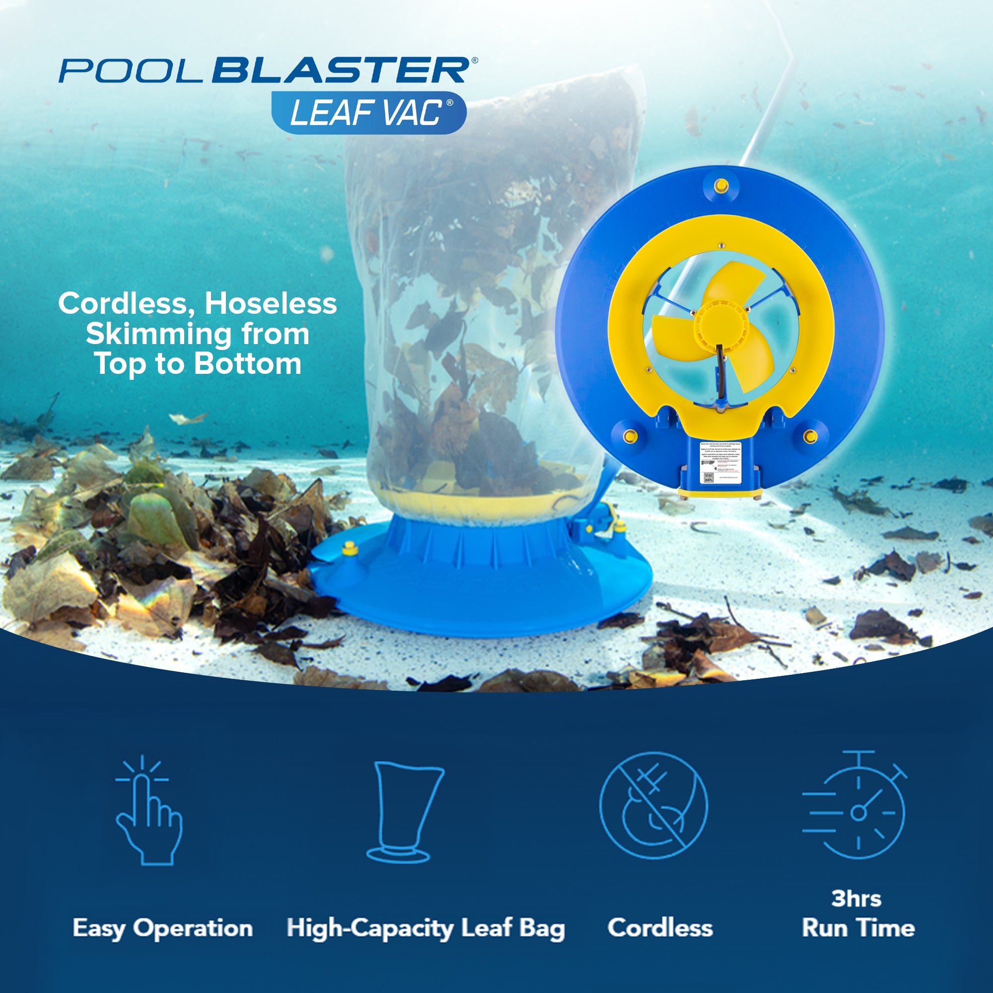 Water Tech LVAC100 Swimming Pool Blaster Battery Powered Hoseless Leaf Vacuum - VMInnovations