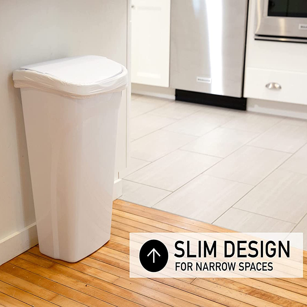 United Solutions 40 Quart Home Wastebasket with Dual Swing Lid, White (6 Pack) - VMInnovations