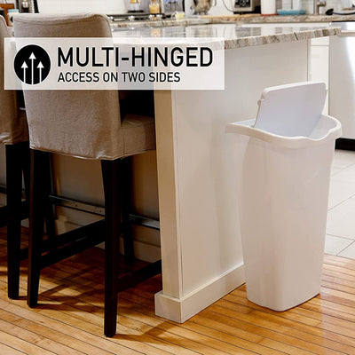 United Solutions 40 Quart Home Wastebasket with Dual Swing Lid, White (6 Pack) - VMInnovations
