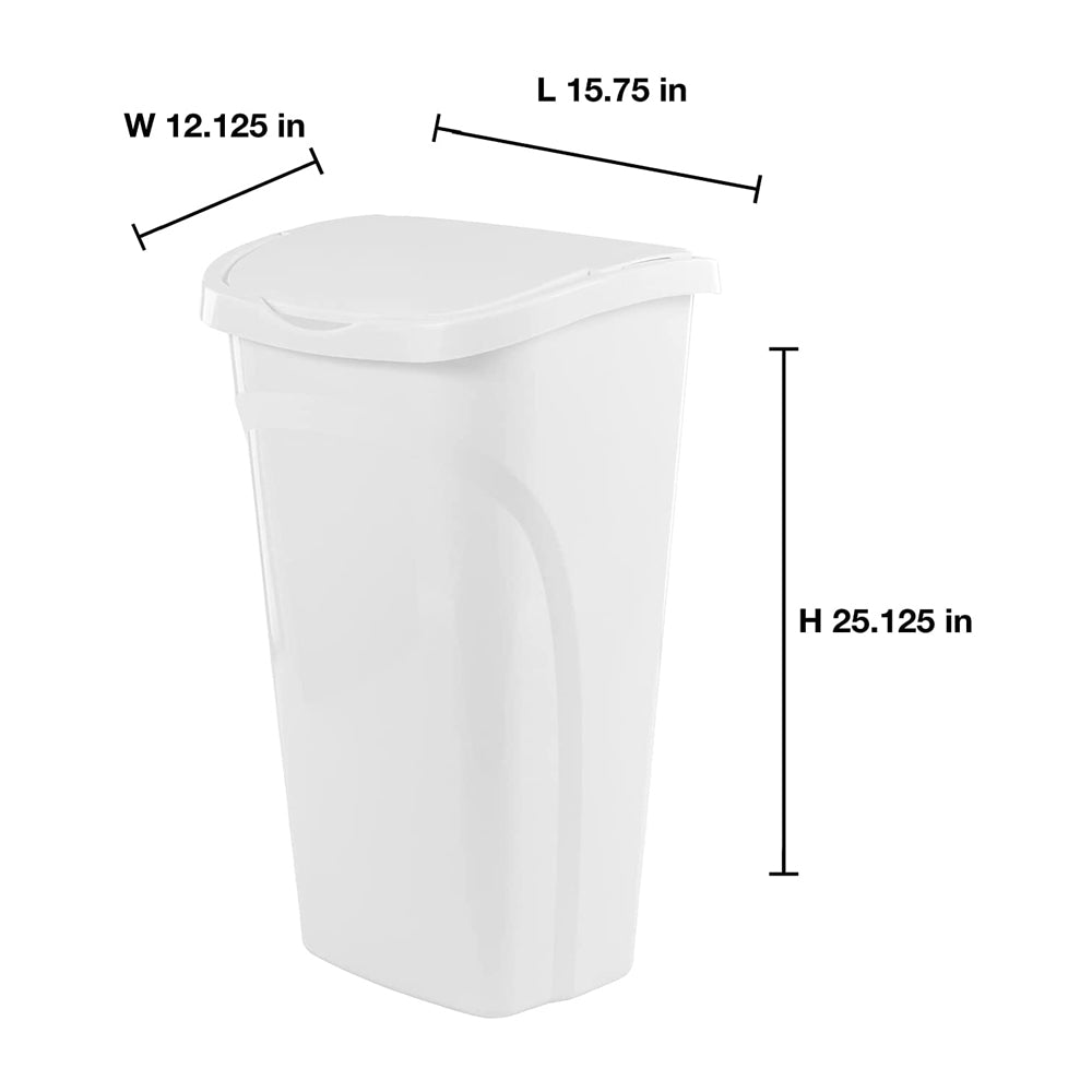United Solutions 40 Quart Home Wastebasket with Dual Swing Lid, White (6 Pack) - VMInnovations