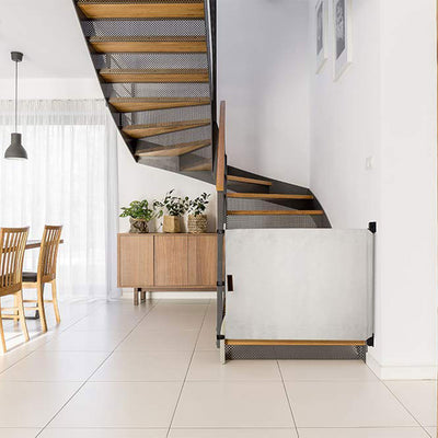The Stair Barrier 36 to 43 Inch Wall to Banister Baby and Pet Gate, Just Cream - VMInnovations