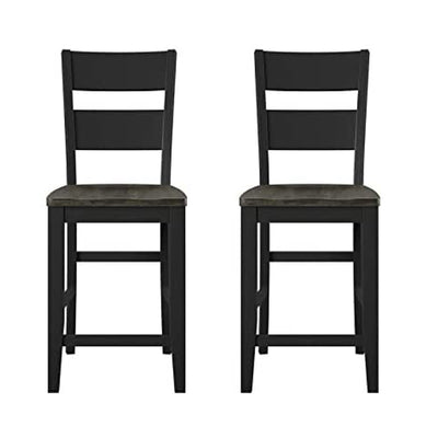 Wallace & Bay Kelley 24 Inch Durable Wooden Barstool Seat Set, Gray (2 Pack)