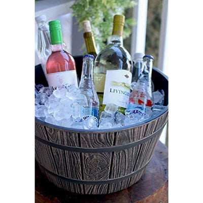 HC Companies 16 Inch Aged Wooden Oak Round Whiskey Barrel Planter (Open Box) - VMInnovations