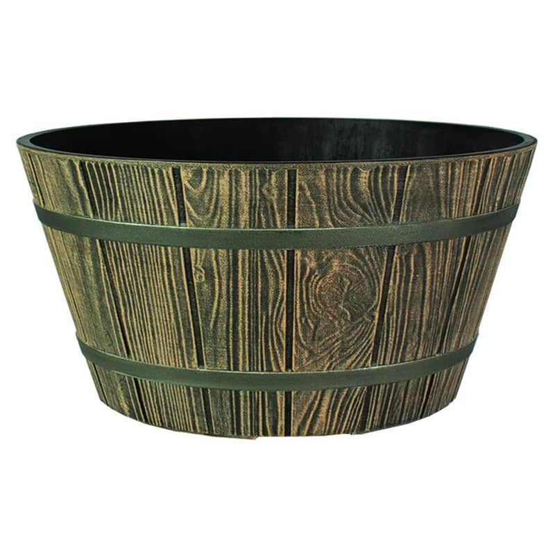 HC Companies 16" Indoor/Outdoor Aged Wooden Oak Whiskey Barrel Planter (Used)