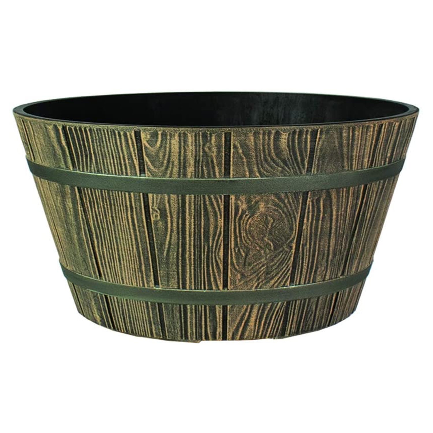 HC Companies Wooden Barrel Planter w/ Wakefield 1 Gallon Garden Soil Conditioner