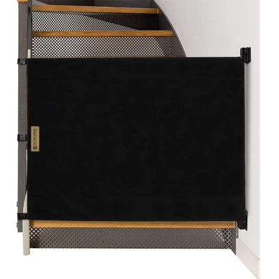 THE STAIR BARRIER 43 to 52" Banister to Wall Fabric Baby Pet Gate, Just Black - VMInnovations