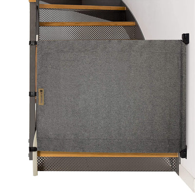 THE STAIR BARRIER 43 to 52" Fabric Baby Pet Gate, Burlap Gray (Used) - VMInnovations