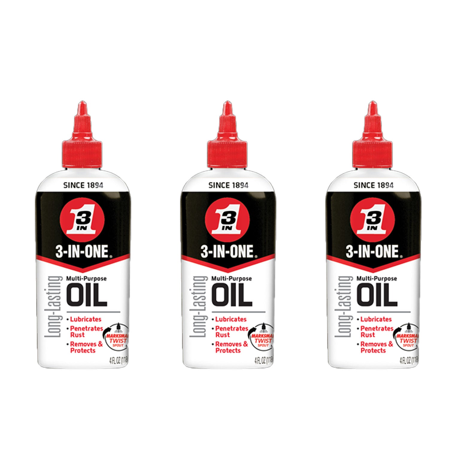 3-In-One 4 Ounce Multi Purpose Oil with Marksman Twist Spout (3 Pack)