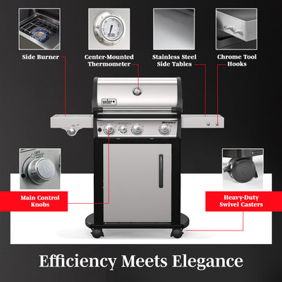 Weber Spirit SP-335 Stainless Steel 3 Burner 32000 BTUs Liquid Propane Gas Grill - VMInnovations