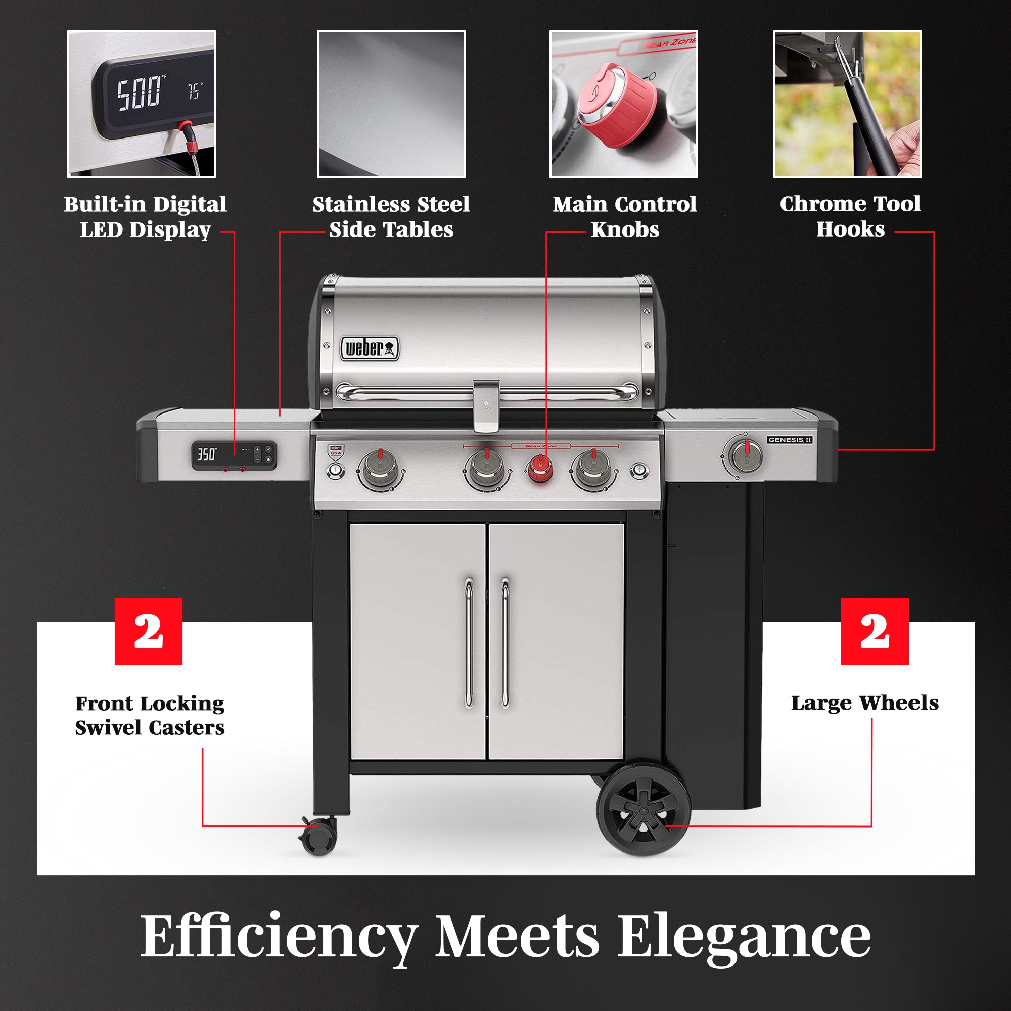 Weber Genesis II SX-335 Stainless Steel 3 Burner Liquid Propane Gas Smart Grill - VMInnovations