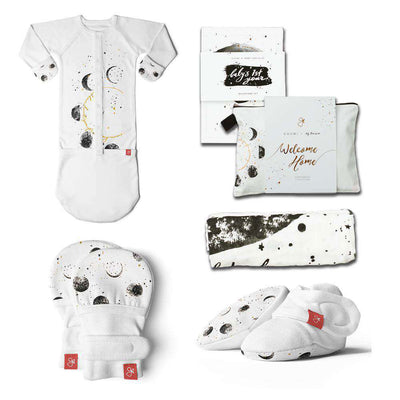 Goumikids Organic Baby Welcome Home Outfits Accessories Bundle, 0-3M Many Moons - VMInnovations