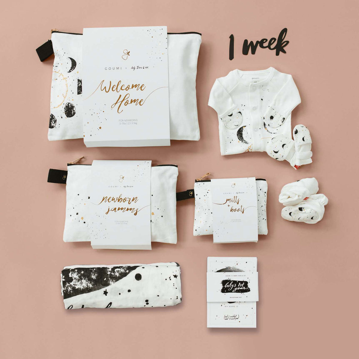 Goumikids Organic Baby Welcome Home Outfits Accessories Bundle, 0-3M Many Moons - VMInnovations
