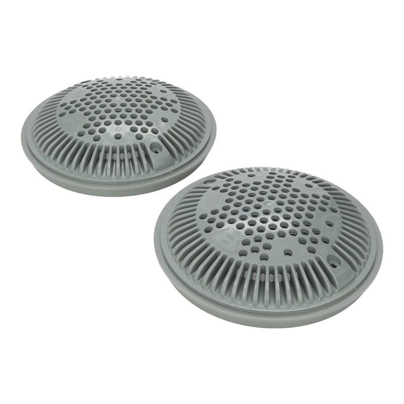 Hayward 8 Inch Dual Suction Outlet Flow Drain Cover and Frame, Gray (2 Pack)
