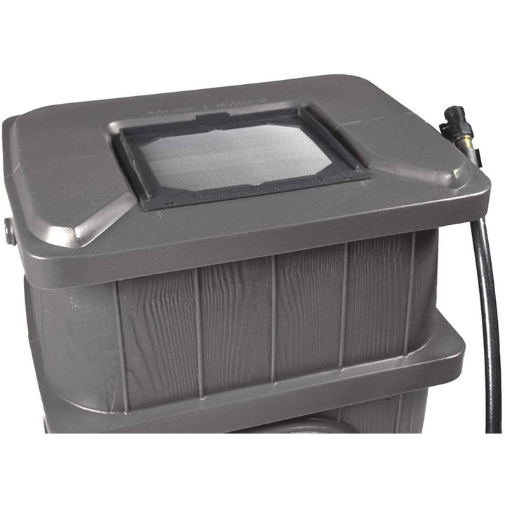 FCMP Outdoor 45 Gal Wood Grain Rain Catcher Barrel Container, Gray (2 Pack)