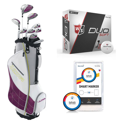 Wilson Ultra Ladies Long Golf Club Set + Golf Balls + Golf Shot Distance Tracker