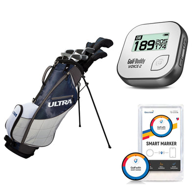 Wilson Men's Golf Club Set + Golf Buddy GPS Range Finder + Golfwith Smart Marker