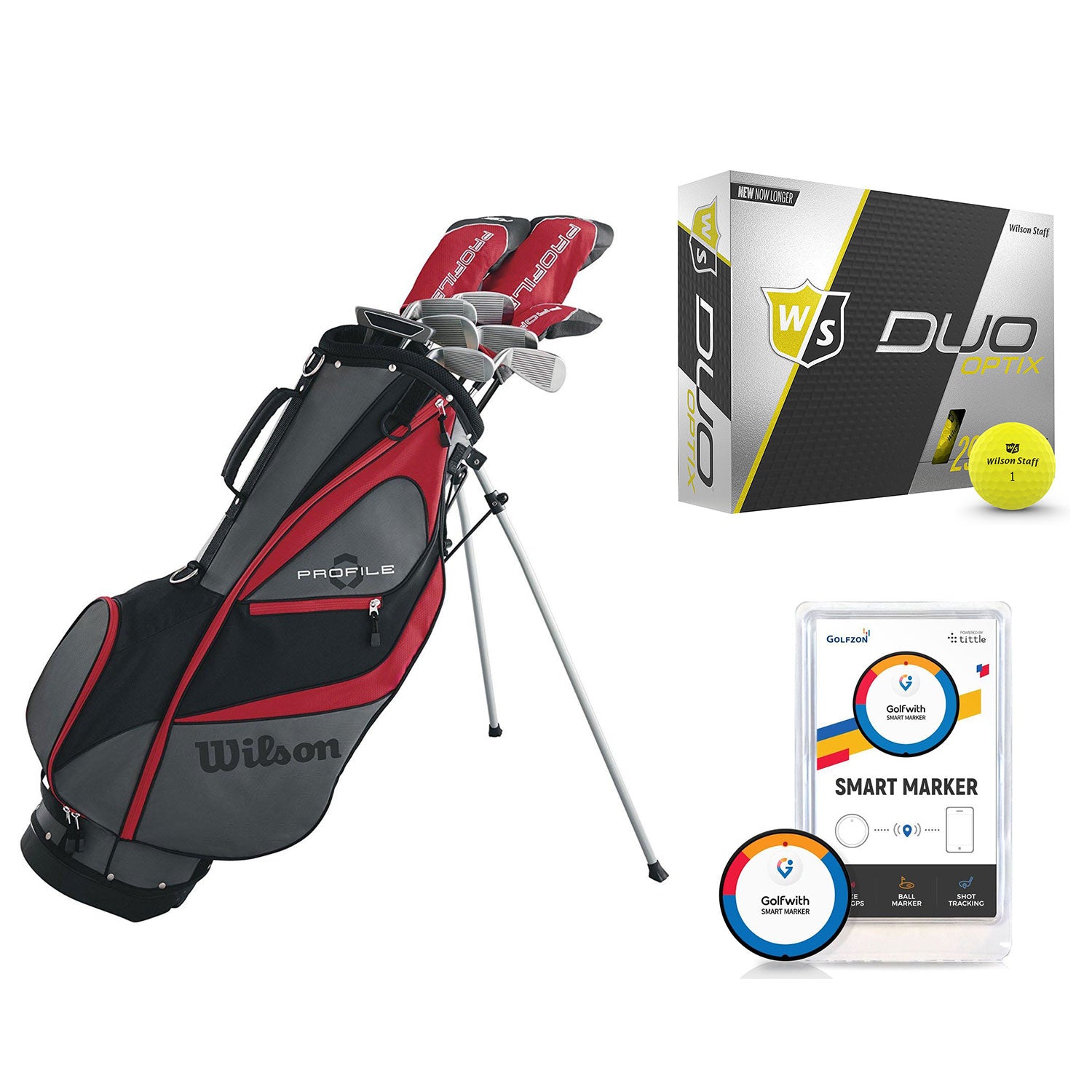 Wilson Men's Left-Hand Golf Clubs and Golf Balls and Golf Shot Distance Tracker