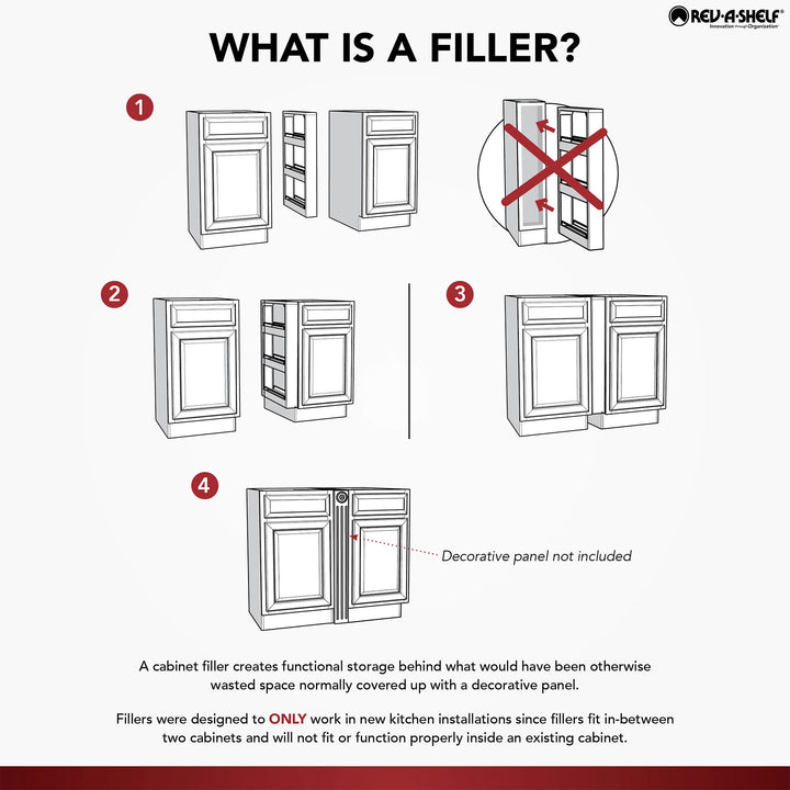 Rev-A-Shelf 3" Pullout Wall Filler w/ Soft-close, 30" Height, 432-WFBBSC30-3C - VMInnovations