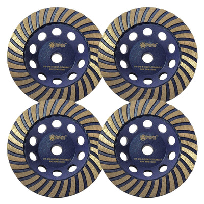 DiamaPro Systems 5 Inch Continuous Rim Turbo Grinding Cup Wheel, Coarse (4 Pack) - VMInnovations