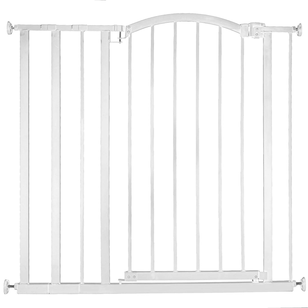 Ingenuity Deluxe Metal Extra Tall Walk Through Arch Dog Gate, White (Open Box)