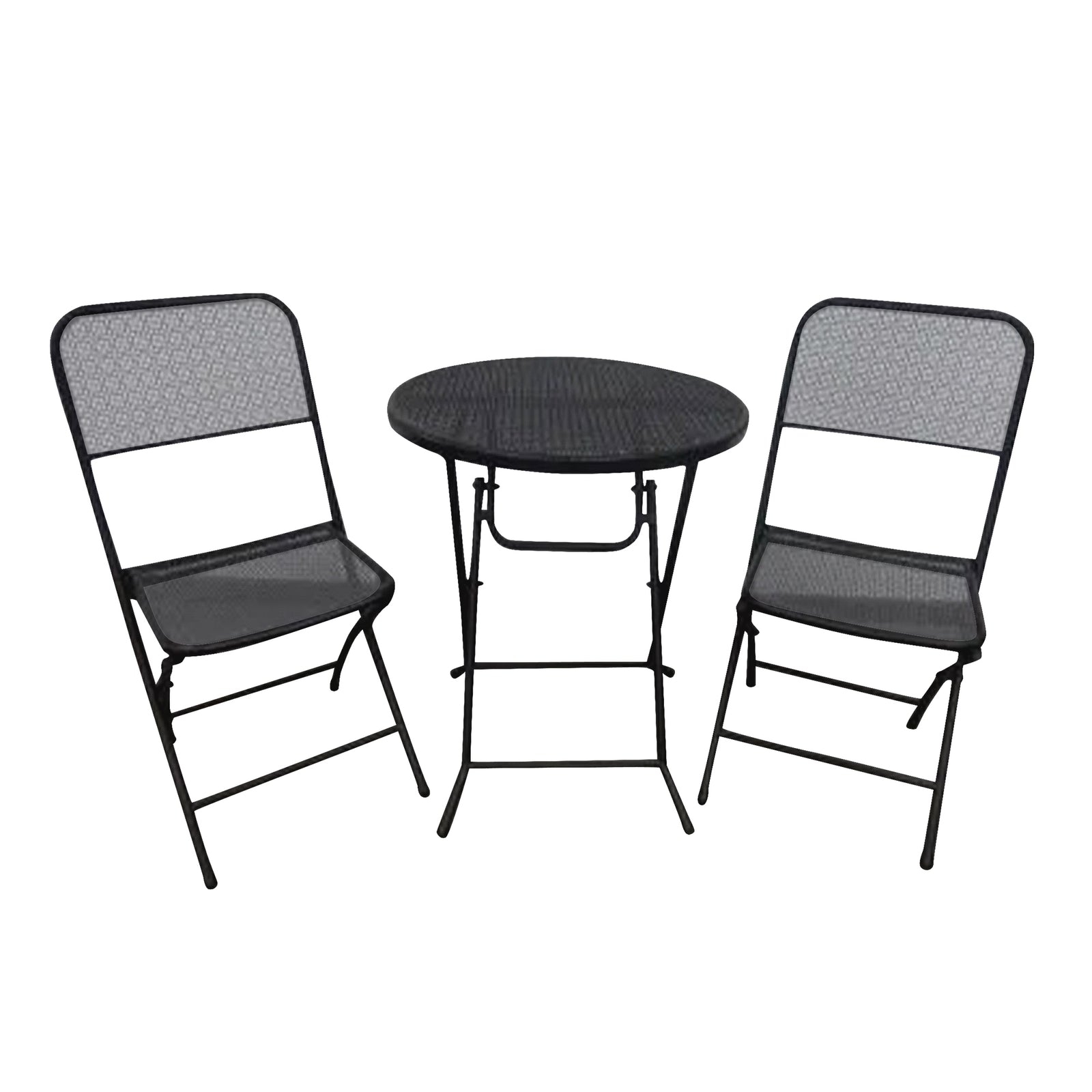 Four Seasons Courtyard Foldable 3 Piece Steel Bistro Dining Set, Black (Used) - VMInnovations