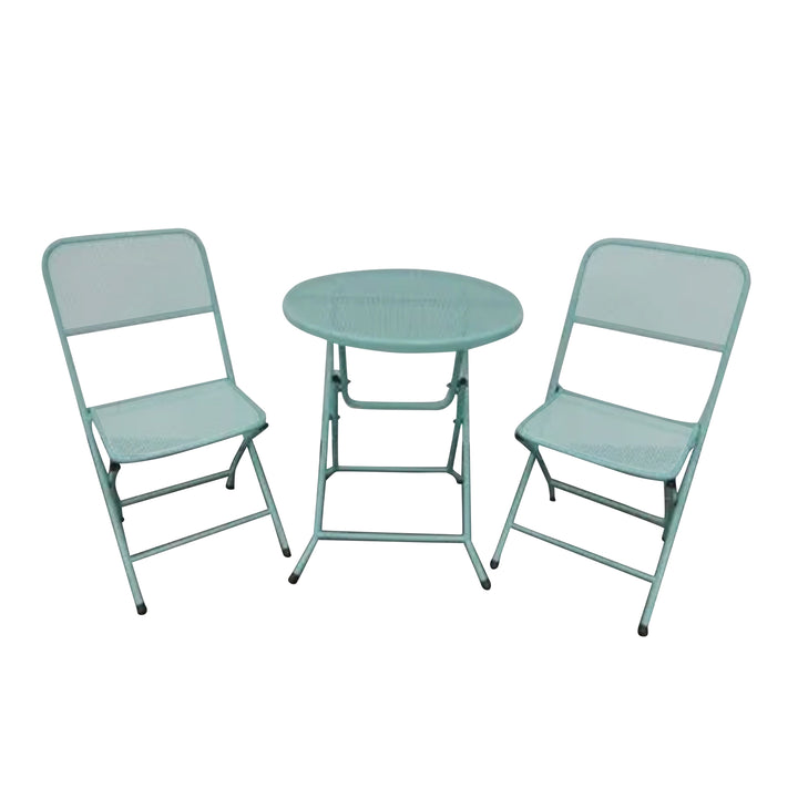 Four Seasons Courtyard Foldable 3pc Steel Bistro Dining Set, Blue (Open Box)