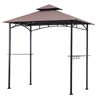 Four Seasons Courtyard Grill Gazebo w/ LED Lights and Powder Coated Frame, Brown - VMInnovations