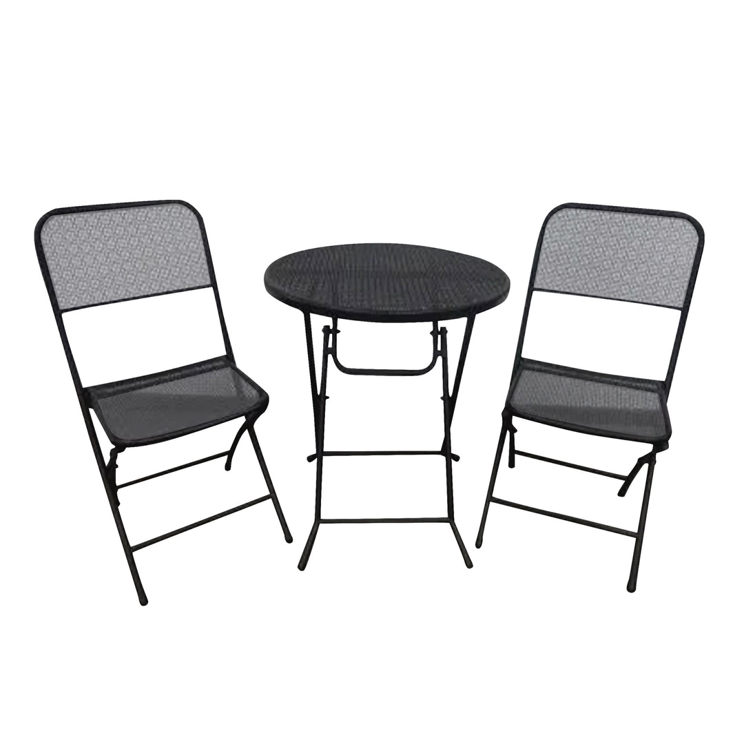Four Seasons Courtyard Padova Foldable 3 Piece Steel Bistro Dining Set, Black - VMInnovations