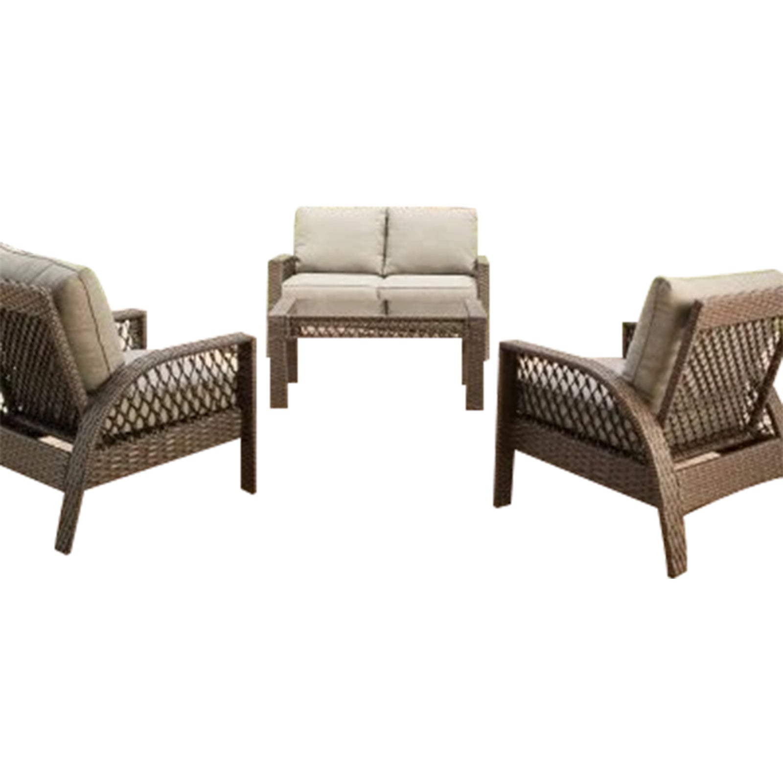 Four Seasons Courtyard Coral Bay 4 Piece Deep Seating Set with Cushioned Chairs - VMInnovations