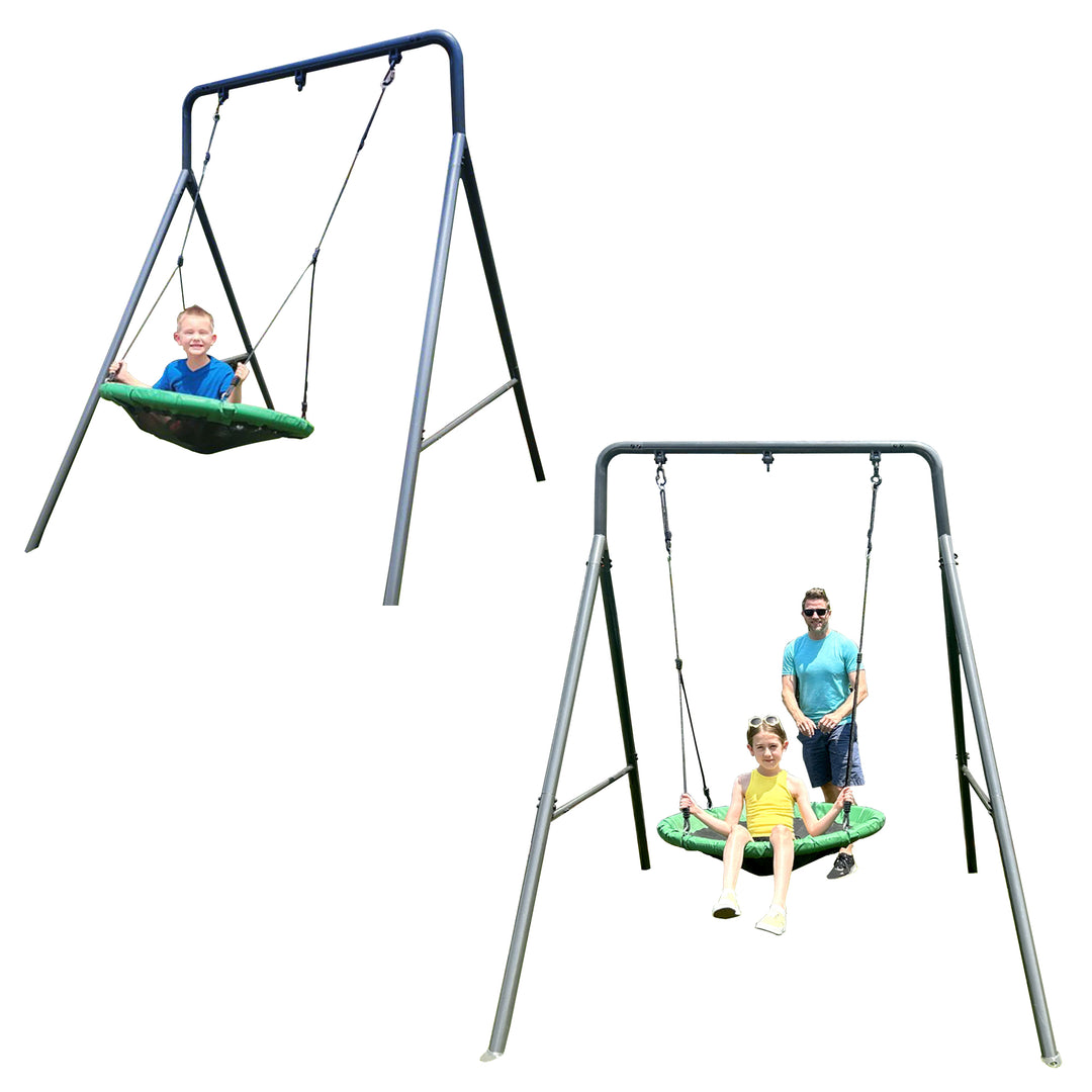 gobaplay FlyMax Saucer Tree Swing, 40" Round Outdoor Platform Saucer Seat, Green - VMInnovations