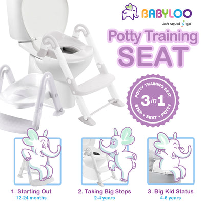 BabyLoo 3 In 1 Bambino Booster Potty Training System for 1 to 6 Year Olds, White - VMInnovations