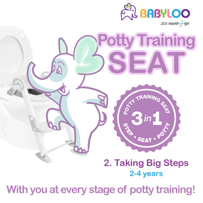 BabyLoo 3 In 1 Bambino Booster Potty Training System for 1 to 6 Year Olds, White - VMInnovations