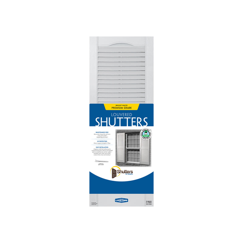 14 x 59 Inch Exterior Vinyl Louvered Shutters, White (Used)
