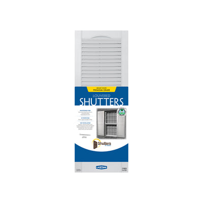 Plastic Development Group 14 x 59 Inch Exterior Vinyl Louvered Shutters, White - VMInnovations