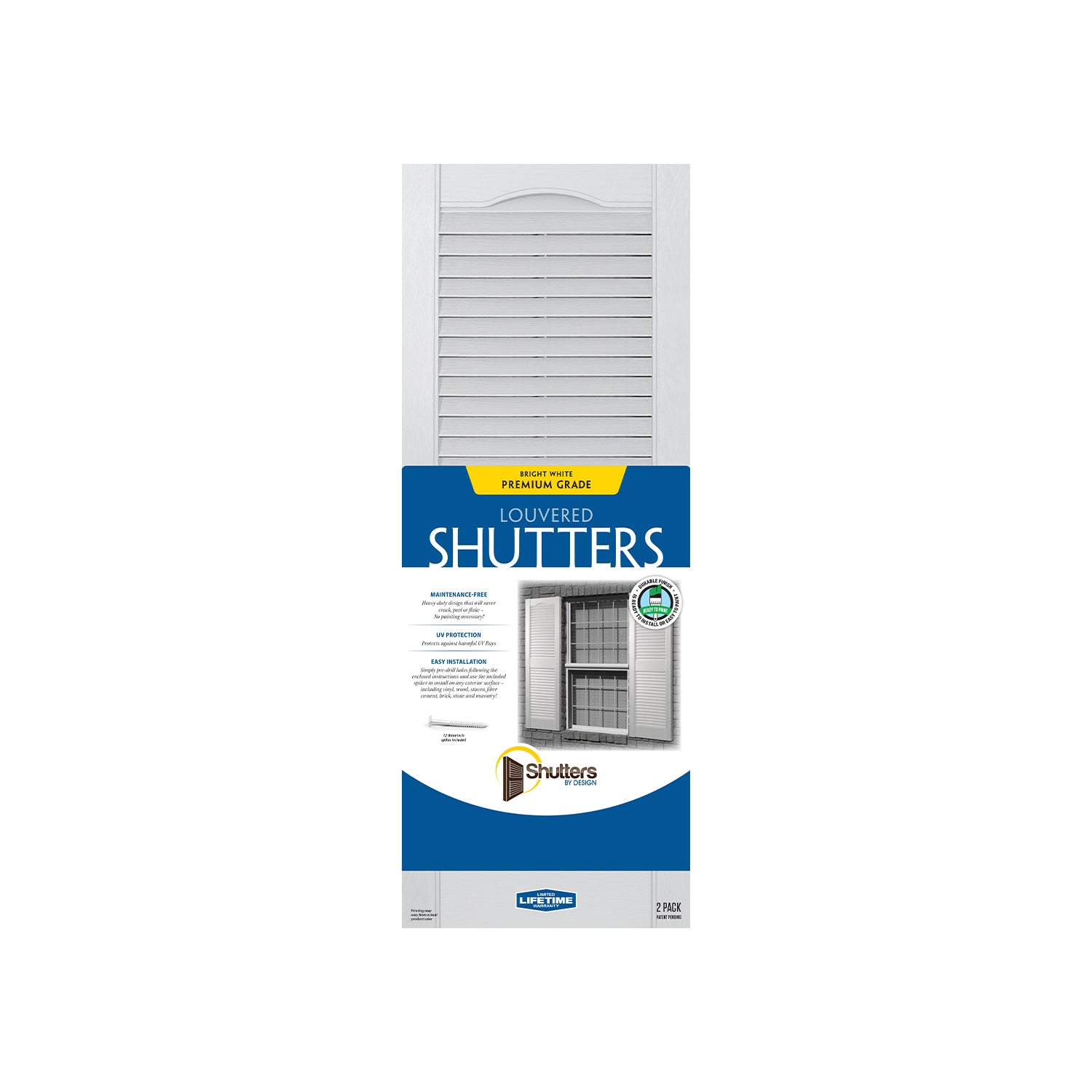 14"x 39" Exterior Vinyl Louvered Shutters, White (Open Box) - VMInnovations